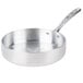 A close-up of a silver Vollrath saute pan with a TriVent handle.