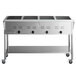 A stainless steel ServIt mobile electric steam table with undershelf.