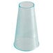 A clear plastic Ateco plain piping tip container with blue rim.