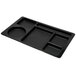 A black Carlisle compartment tray with six compartments.
