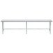 An Advance Tabco stainless steel open base work table with metal legs.
