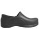 A close-up of a Genuine Grip black waterproof non-slip clog with a rubber sole.