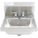 An Advance Tabco stainless steel hand sink with faucet and backsplash.