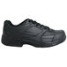 A black Genuine Grip men's steel toe athletic shoe with laces.