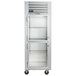 A Traulsen G Series reach-in refrigerator with glass half doors on a white background.