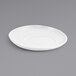 A white Front of the House porcelain saucer with a circular shape.