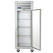 A Traulsen G Series glass door reach-in refrigerator with a right-hinged door.