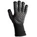 A black and grey Outset oven and grill glove with a pattern on it.
