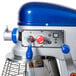 A blue and silver Vollrath 30 qt. floor mixer with blue accents.