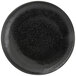 A black porcelain plate with a black speckled rim.