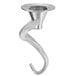 A silver Hobart spiral dough hook with a curved handle.