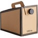 A brown cardboard box with a black lid and handle for Choice Beverage Take-Out Containers.