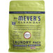 A green Mrs. Meyer's Clean Day bag with white and blue text on a counter.