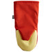 A red and yellow San Jamar Cool Touch 13" oven mitt.