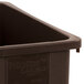 A brown plastic Carlisle Trimline 23-gallon rectangular trash can.