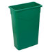 A green Carlisle Trimline rectangular plastic bin with a lid.