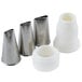 A set of three stainless steel Ateco rose piping tips.