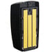 A black and yellow Rubbermaid Autofoam soap dispenser with chrome accents.