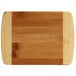 A Tablecraft bamboo cutting board with a wooden handle.