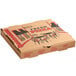 A Kraft corrugated pizza box with a picture on it.