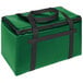 A Sterno Kelly green insulated food carrier bag with black straps.