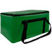 A Sterno Kelly green food carrier bag with black straps.