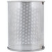 A silver metal Robot Coupe perforated basket with holes.
