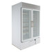 A white Beverage-Air marketmax refrigerator with glass doors.