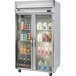 A Beverage-Air Horizon Series glass door reach-in freezer full of dairy products.