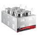 An Avantco countertop food warmer with six inset pots on top.