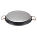 A Matfer Bourgeat carbon steel paella pan with two handles.