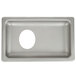 A silver rectangular Hobart stainless steel feed pan with a funnel-shaped opening in the center.