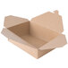 A brown Fold-Pak Bio-Plus-Earth paper take-out box with a lid.