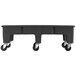 A black plastic dunnage rack with wheels.