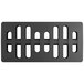 A black plastic rectangular dunnage rack with holes in it.