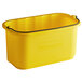 A Rubbermaid yellow bucket with a black handle.