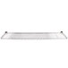A Metro stainless steel cantilever overhead shelf with metal railing.