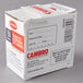 A white box of Cambro StoreSafe dissolvable product labels with red and black text.