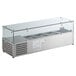 An Avantco refrigerated countertop with a glass sneeze guard.