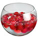 A Solia clear plastic dish filled with water and red berries.