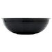 A black round ribbed bowl.