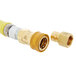 A yellow and gold T&S hose connector with a threaded end.