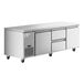 An Avantco stainless steel undercounter refrigerator with two middle drawers.