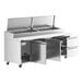 An Avantco stainless steel pizza prep table with 2 drawers.
