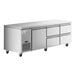 An Avantco stainless steel undercounter refrigerator with four drawers.