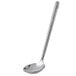 A Carlisle stainless steel ladle with a hammered finish and long handle.
