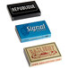 A group of D.D. Bean & Sons Co customizable matchboxes on a counter with blue, black, and white text.