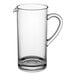 A Carlisle clear polycarbonate pitcher with a pour lip and handle.