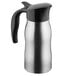 A silver stainless steel insulated carafe with a black handle.