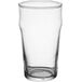 An Anchor Hocking English Pub glass with a clear rim on a white background.